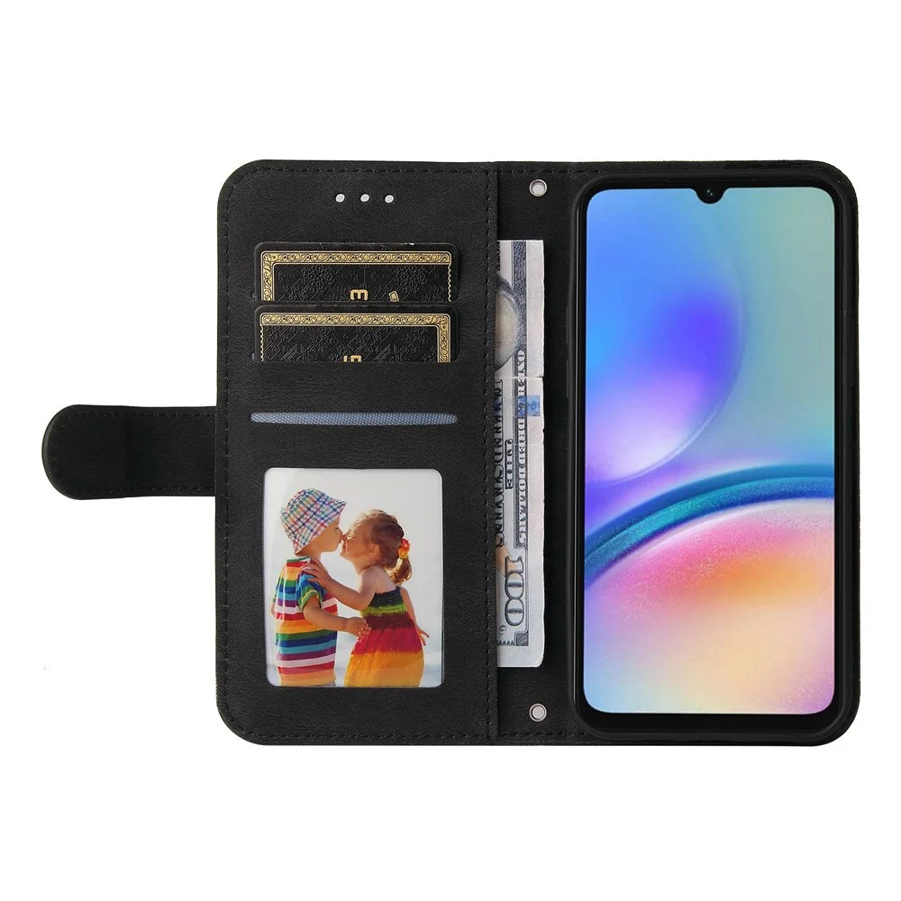 For Samsung Galaxy A05s 4G Leather Wallet Cases Skin Touch Phone Cover Stand with Strap - Black - 2