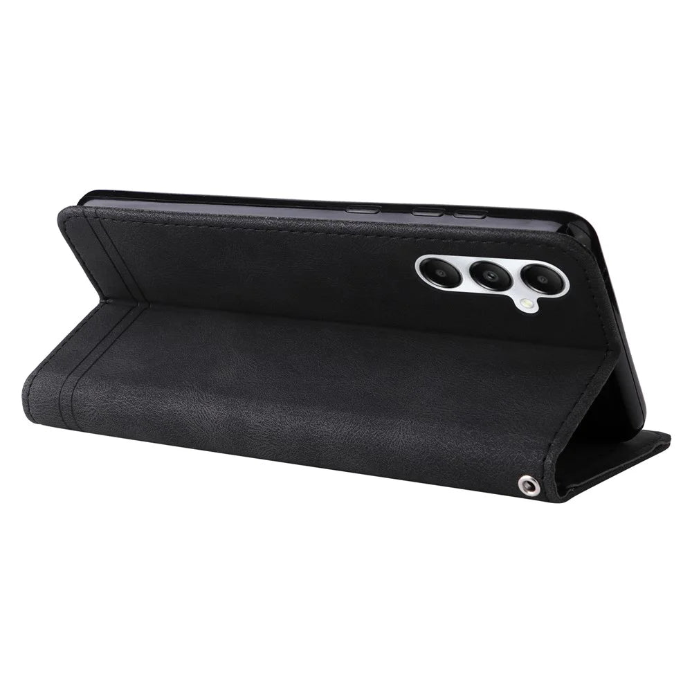 For Samsung Galaxy A05s 4G Leather Wallet Cases Skin Touch Phone Cover Stand with Strap - Black - 4