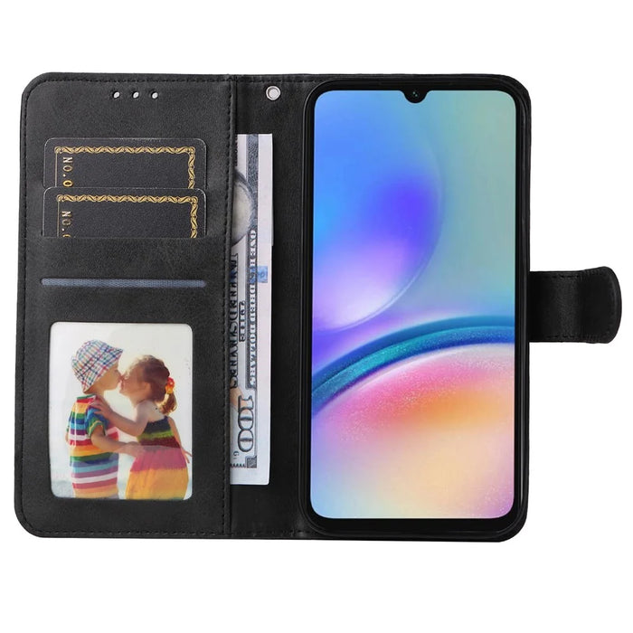 For Samsung Galaxy A05s 4G Case Calf Texture Leather Wallet Phone Stand Cover - Black - 2