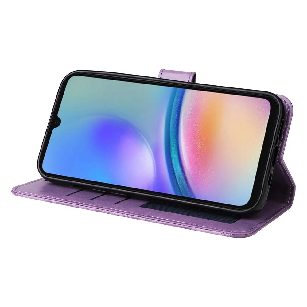 Stand Wallet Phone Case for Samsung Galaxy A05s 4G Anti-Scratch PU Leather Cell Phone Cover - Purple - 3