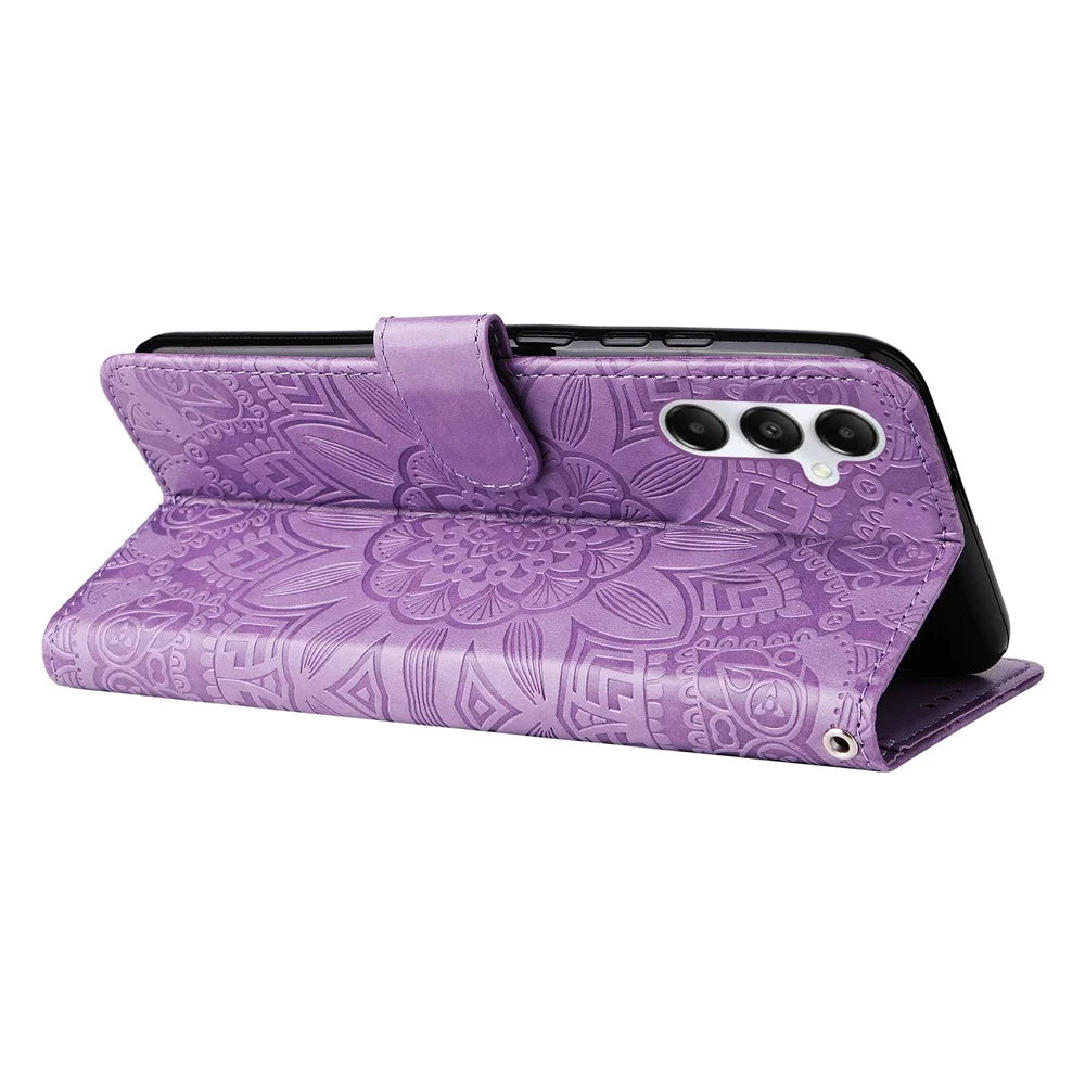 Stand Wallet Phone Case for Samsung Galaxy A05s 4G Anti-Scratch PU Leather Cell Phone Cover - Purple - 4