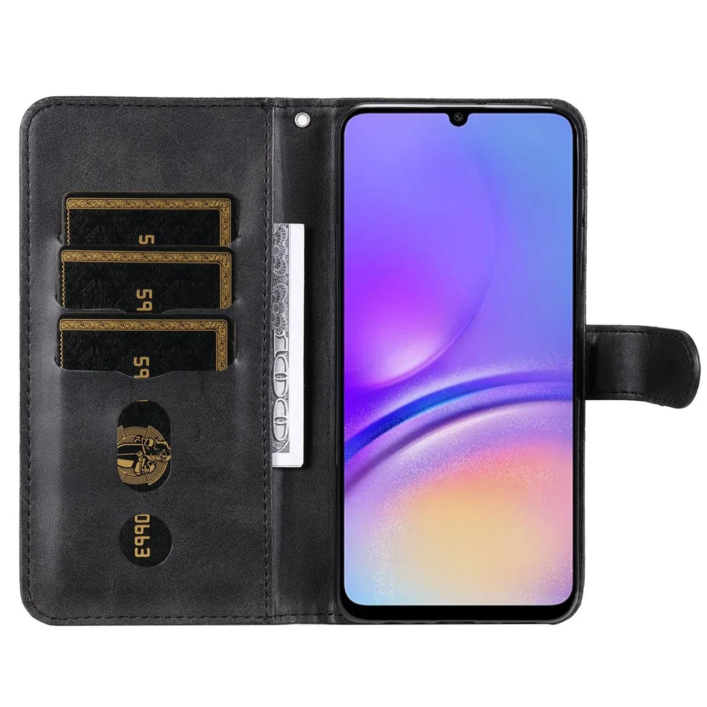 For Samsung Galaxy A05 4G Leather Case Zipper Pocket Wallet Stand Phone Shell - Black - 2