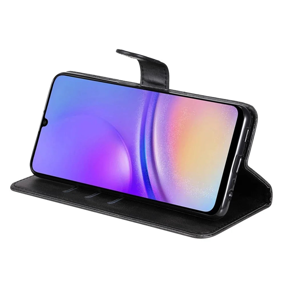 For Samsung Galaxy A05 4G Leather Case Zipper Pocket Wallet Stand Phone Shell - Black - 3