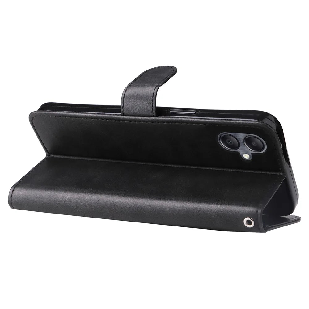 For Samsung Galaxy A05 4G Leather Case Zipper Pocket Wallet Stand Phone Shell - Black - 4