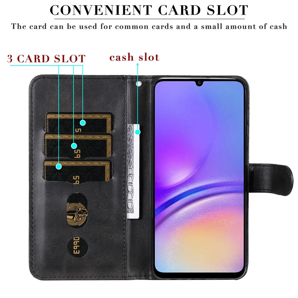 For Samsung Galaxy A05 4G Leather Case Zipper Pocket Wallet Stand Phone Shell - Black - 7