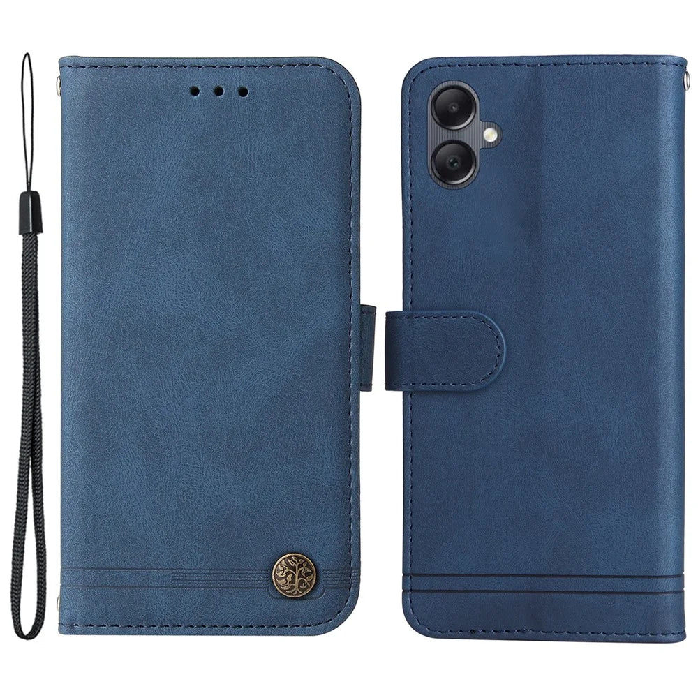 For Samsung Galaxy A05 4G Leather Wallet Cases Skin Touch Phone Cover Stand with Strap - Blue - 1