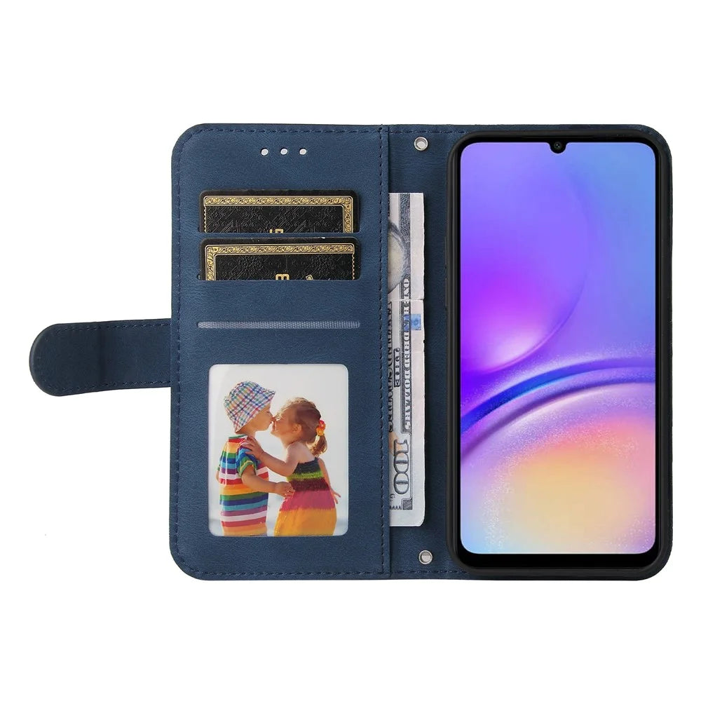 For Samsung Galaxy A05 4G Leather Wallet Cases Skin Touch Phone Cover Stand with Strap - Blue - 2