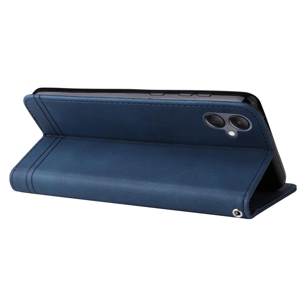 For Samsung Galaxy A05 4G Leather Wallet Cases Skin Touch Phone Cover Stand with Strap - Blue - 4