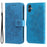 For Samsung Galaxy A05 4G Case Floral Pattern PU Leather Wallet Stand Phone Cover - Blue - 1