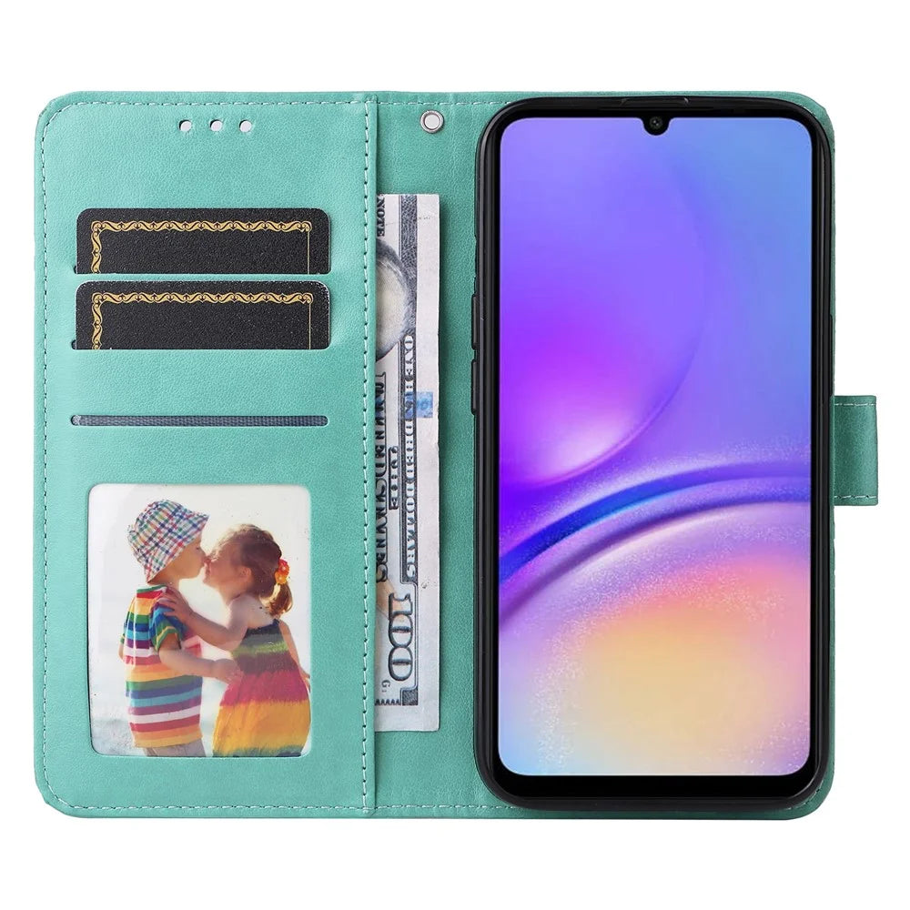 For Samsung Galaxy A05 4G Case Slim-Fit Shell Stand Wallet PU Leather Phone Cover - Green - 2