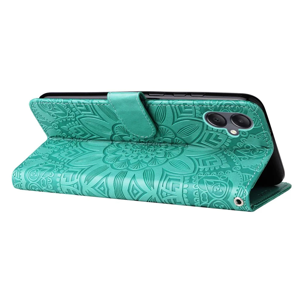 For Samsung Galaxy A05 4G Case Slim-Fit Shell Stand Wallet PU Leather Phone Cover - Green - 4