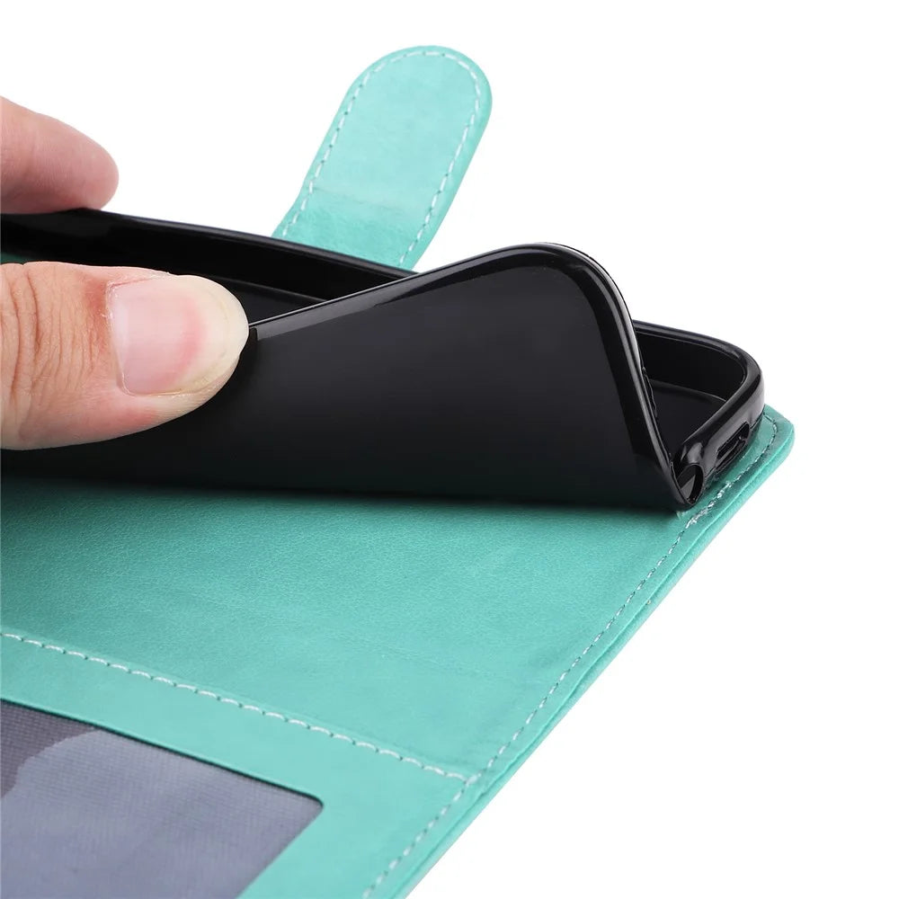 For Samsung Galaxy A05 4G Case Slim-Fit Shell Stand Wallet PU Leather Phone Cover - Green - 6