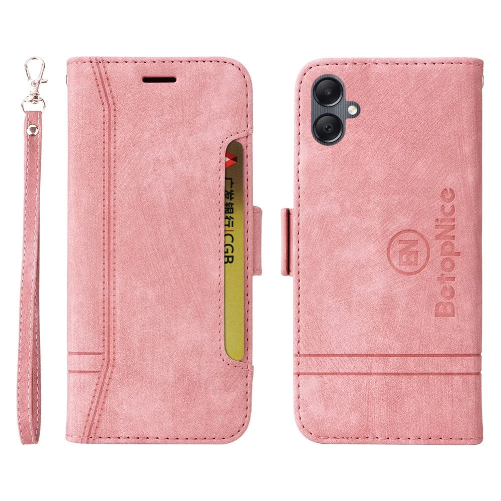 BETOPNICE 001 For Samsung Galaxy A05 4G Case Folding Stand Leather Wallet Phone Cover - Pink - 1