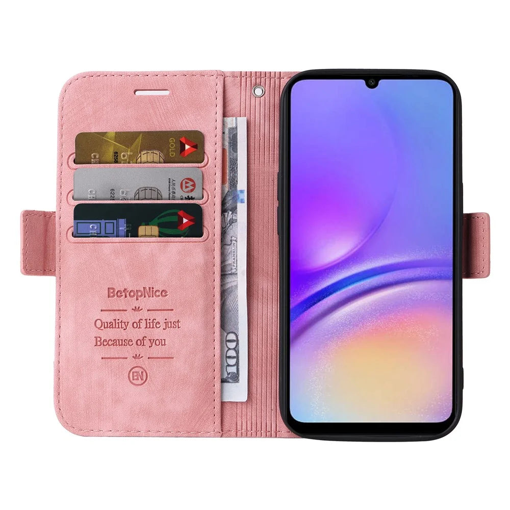 BETOPNICE 001 For Samsung Galaxy A05 4G Case Folding Stand Leather Wallet Phone Cover - Pink - 2