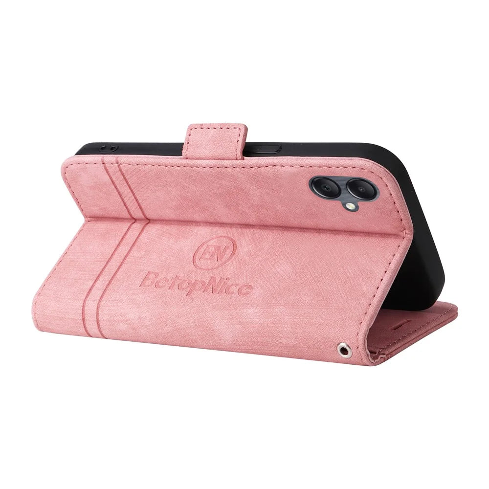 BETOPNICE 001 For Samsung Galaxy A05 4G Case Folding Stand Leather Wallet Phone Cover - Pink - 4
