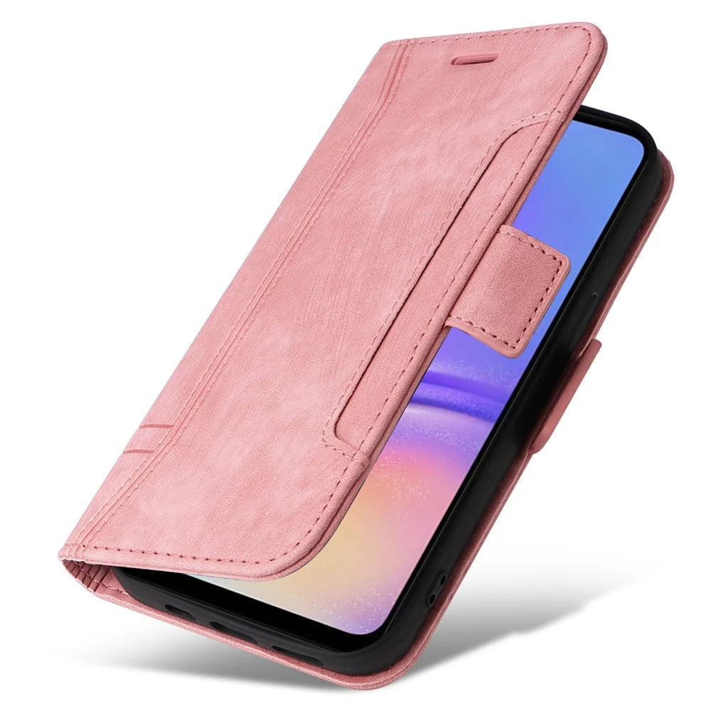 BETOPNICE 001 For Samsung Galaxy A05 4G Case Folding Stand Leather Wallet Phone Cover - Pink - 5