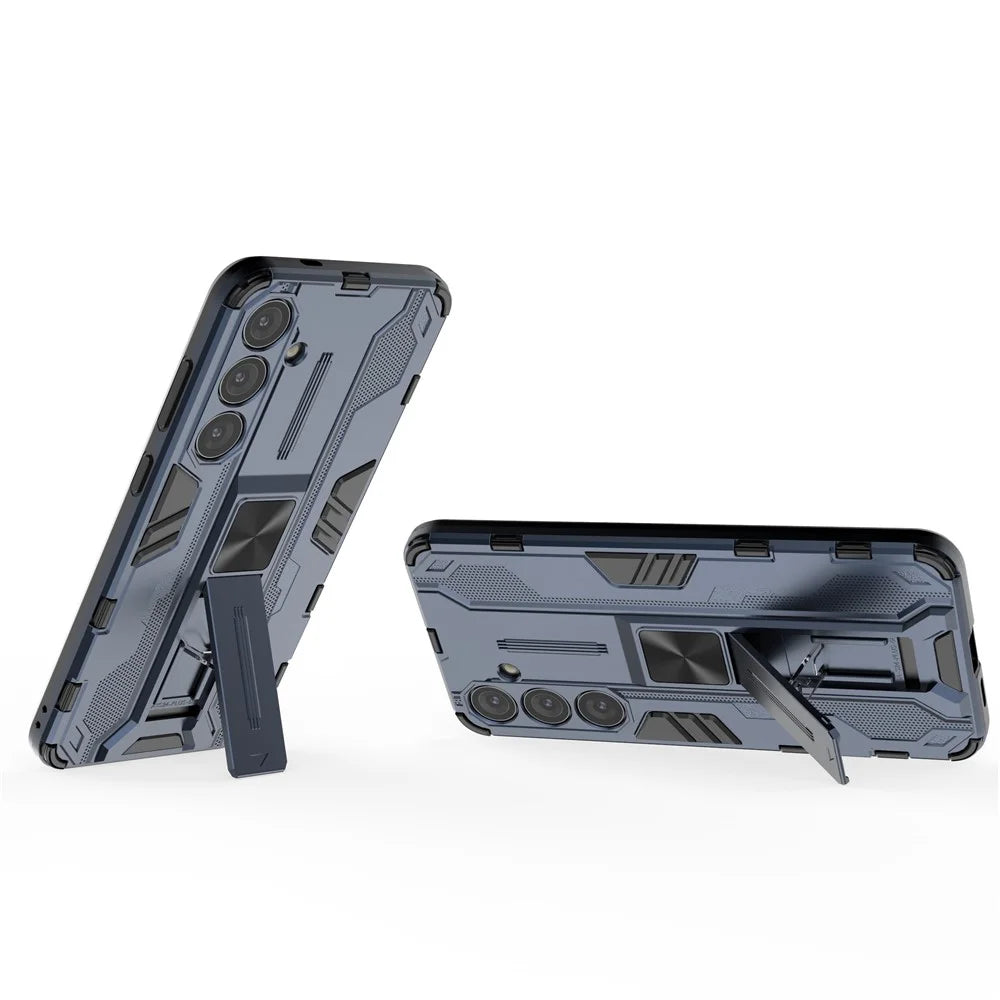 For Samsung Galaxy S24+ Case Kickstand PC+TPU Cell Phone Cover - Blue - 2
