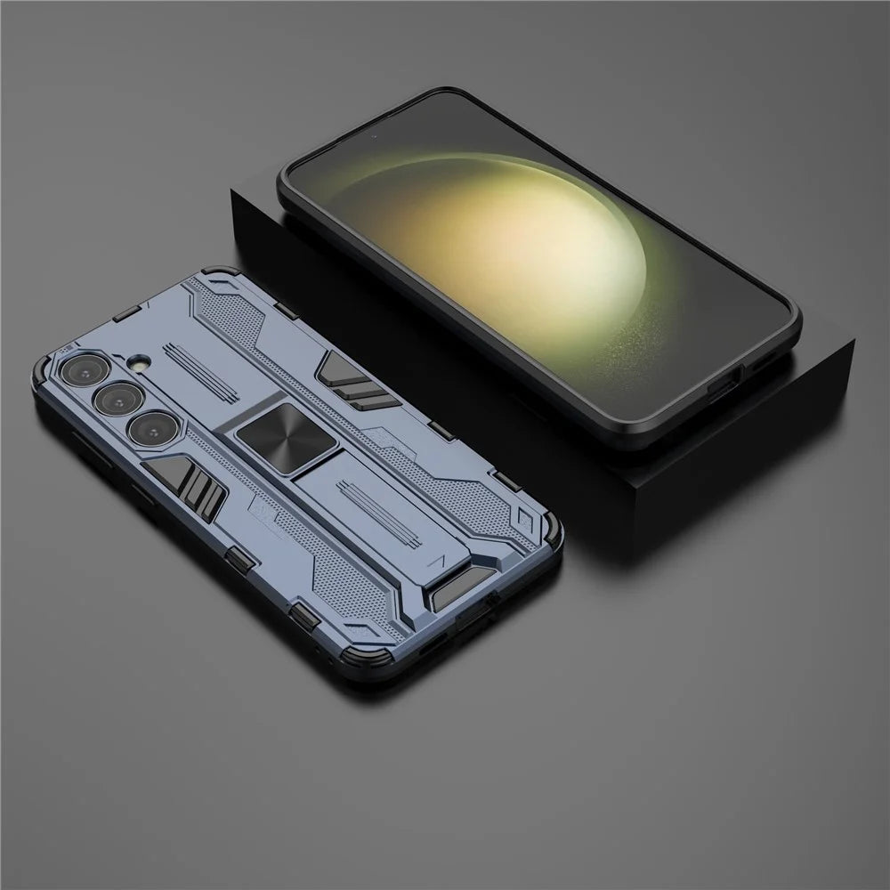 For Samsung Galaxy S24+ Case Kickstand PC+TPU Cell Phone Cover - Blue - 4