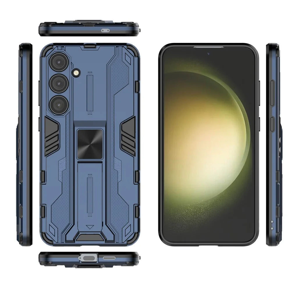 For Samsung Galaxy S24+ Case Kickstand PC+TPU Cell Phone Cover - Blue - 6