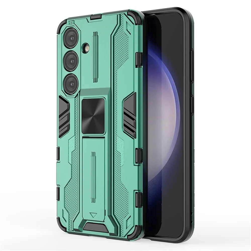 For Samsung Galaxy S24 Case Kickstand Rugged Protective Phone Cover - Green - 1