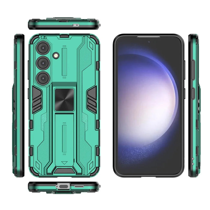 For Samsung Galaxy S24 Case Kickstand Rugged Protective Phone Cover - Green - 6