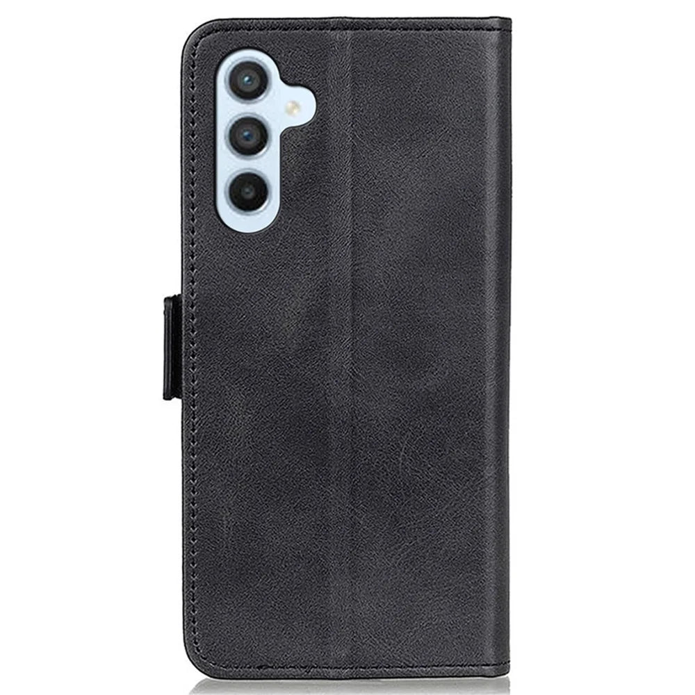 For Samsung Galaxy A25 5G (Global) (161.0 x 76.5 x 8.3mm) Case PU Leather Wallet Phone Stand Cover - Black - 6