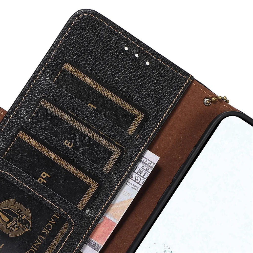 For Samsung Galaxy A25 5G (Global) (161.0 x 76.5 x 8.3mm) Case RFID Blocking Litchi Texture Wallet Phone Cover - Black - 5