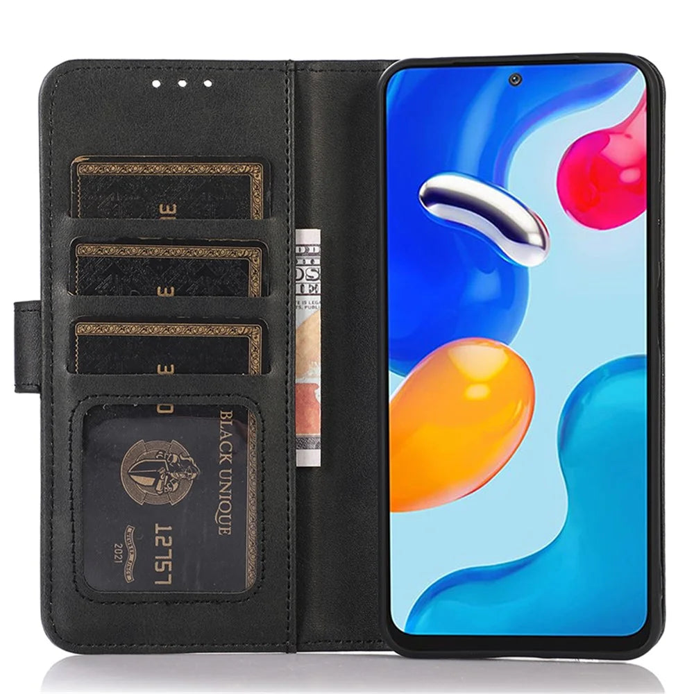 For Samsung Galaxy A25 5G (Global) (161.0 x 76.5 x 8.3mm) Case Cowhide Texture PU Leather Wallet Cover - Black - 2