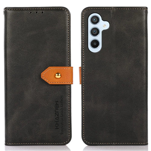 KHAZNEH For Samsung Galaxy A25 5G (Global) (161.0 x 76.5 x 8.3mm) Case Cowhide Texture Wallet Leather Phone Cover - Black - 1