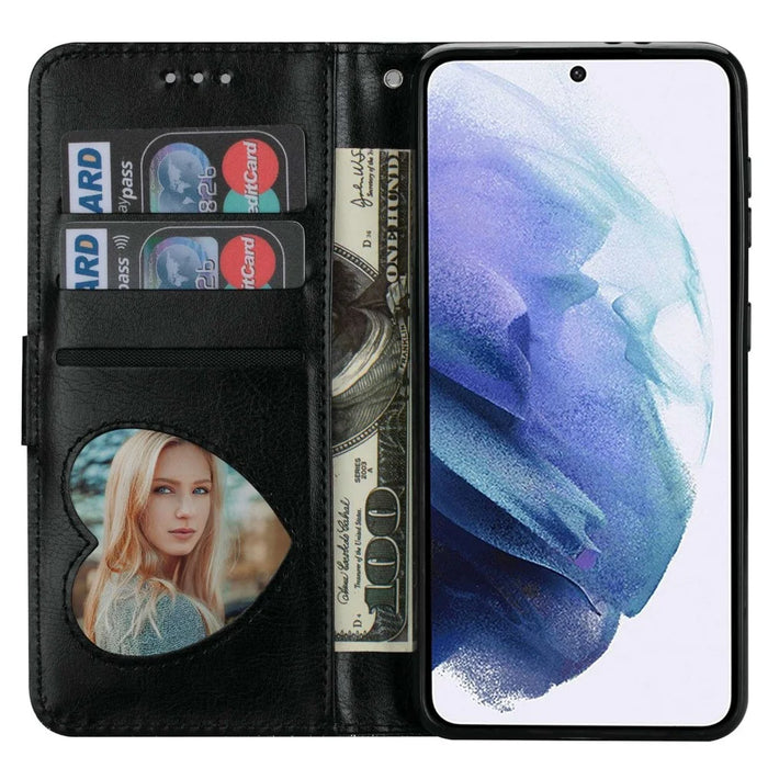 For Samsung Galaxy A15 4G Case Glittery PU Leather Cover with Zipper Pocket - Black - 2