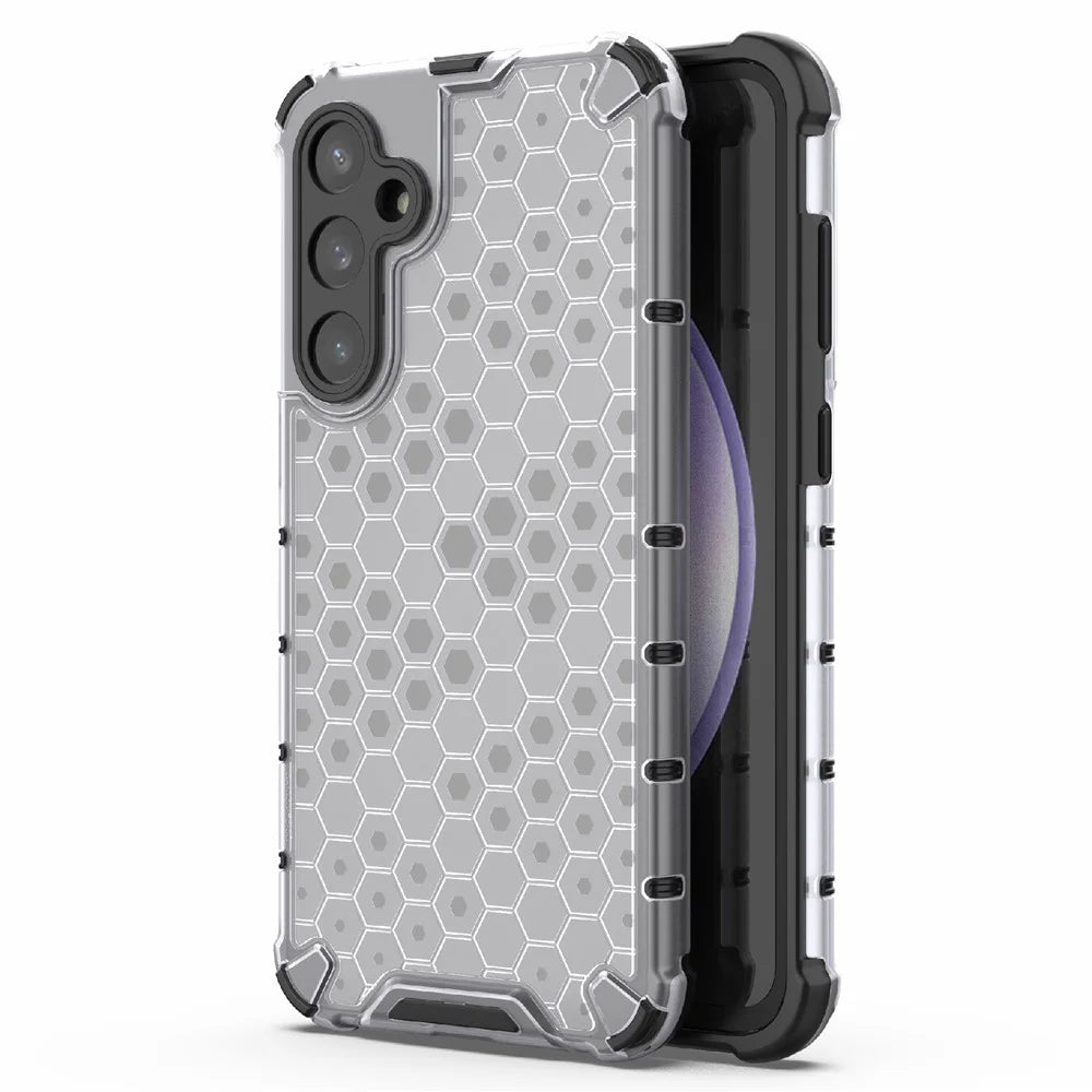 For Samsung Galaxy S23 FE Case Honeycomb Design Phone Back Cover - Grey - 1