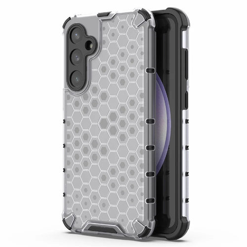 For Samsung Galaxy S23 FE Case Honeycomb Design Phone Back Cover - Grey - 1