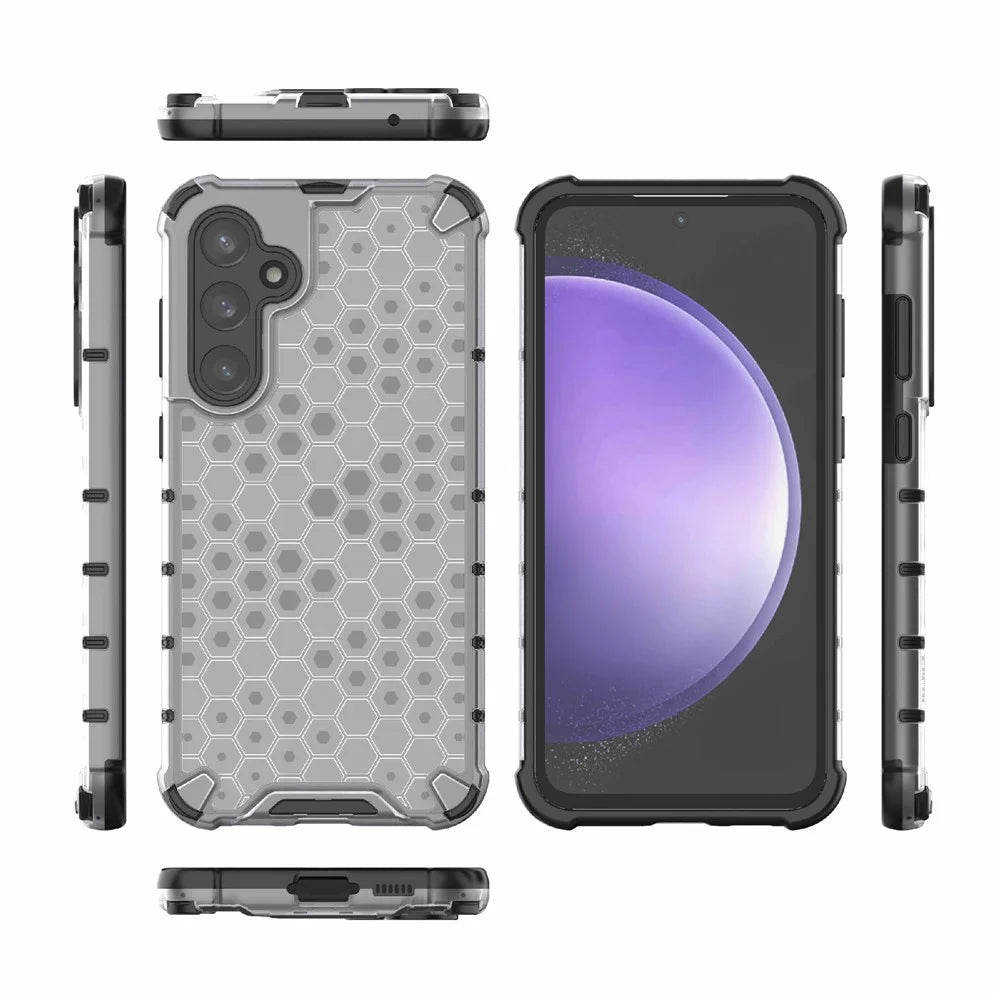 For Samsung Galaxy S23 FE Case Honeycomb Design Phone Back Cover - Grey - 2
