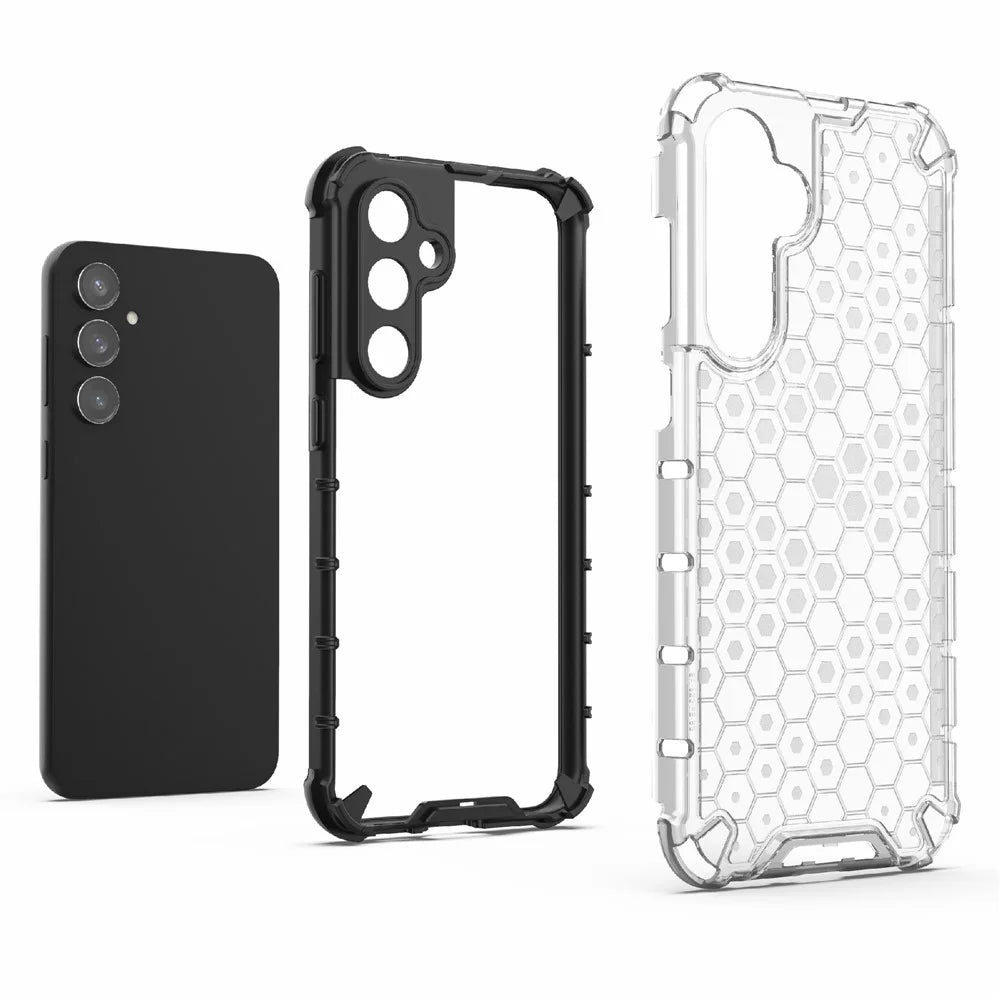 For Samsung Galaxy S23 FE Case Honeycomb Design Phone Back Cover - Grey - 5