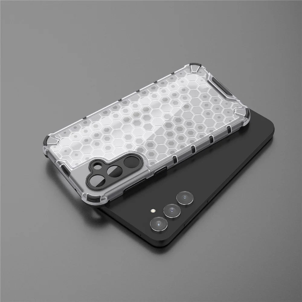 For Samsung Galaxy S23 FE Case Honeycomb Design Phone Back Cover - Grey - 6