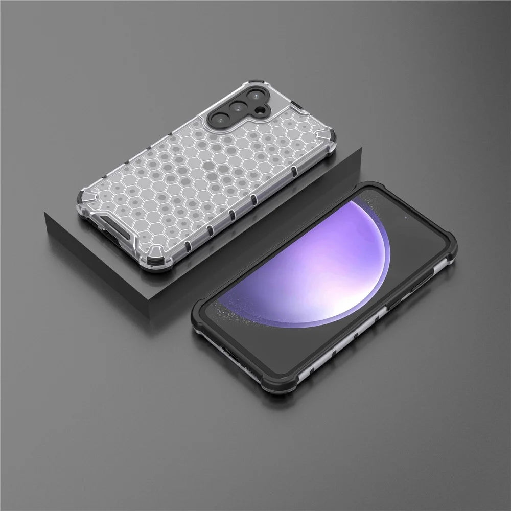 For Samsung Galaxy S23 FE Case Honeycomb Design Phone Back Cover - Grey - 7