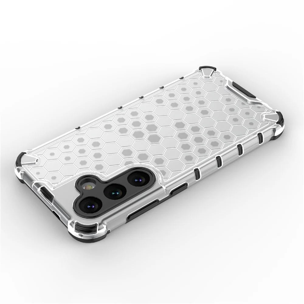 For Samsung Galaxy S24 Case TPU+PC Honeycomb Design Phone Cover - Grey - 3