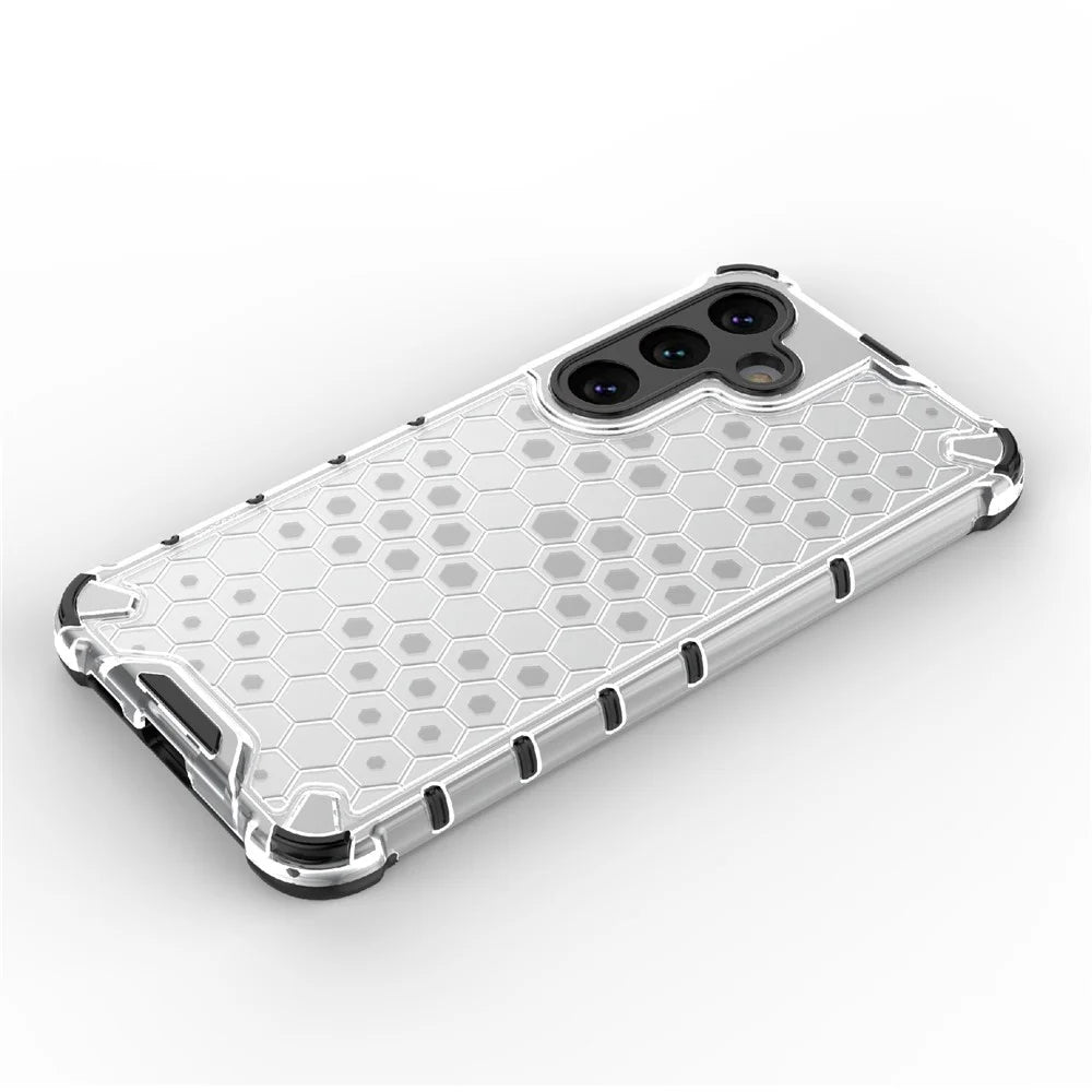 For Samsung Galaxy S24 Case TPU+PC Honeycomb Design Phone Cover - Grey - 4