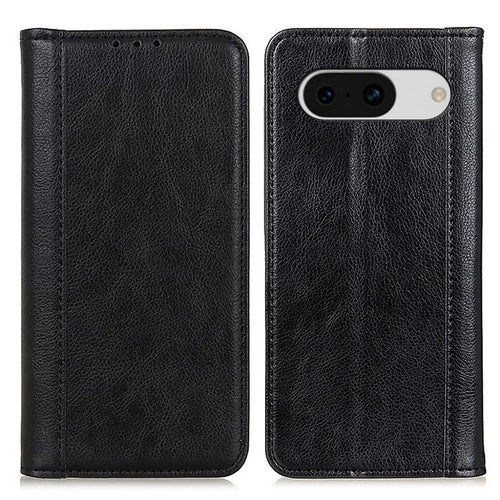 For Google Pixel 8a Case Litchi Texture Split Leather Phone Wallet Cover - Black - 1