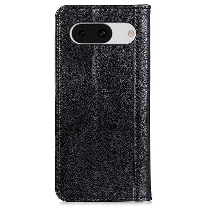 For Google Pixel 8a Case Litchi Texture Split Leather Phone Wallet Cover - Black - 7