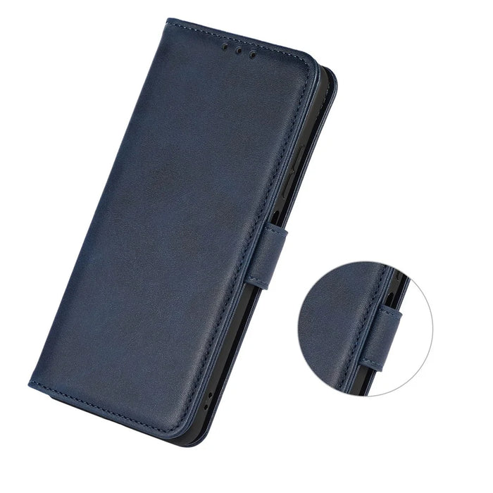 For Google Pixel 8a Case Cowhide Texture PU Leather Shell Phone Stand Cover Wallet - Blue - 4