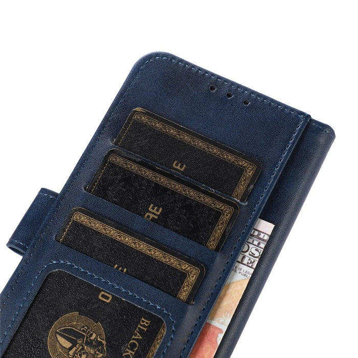For Google Pixel 8a Case Cowhide Texture PU Leather Shell Phone Stand Cover Wallet - Blue - 5