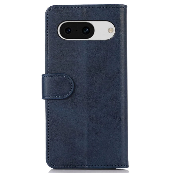For Google Pixel 8a Case Cowhide Texture PU Leather Shell Phone Stand Cover Wallet - Blue - 7