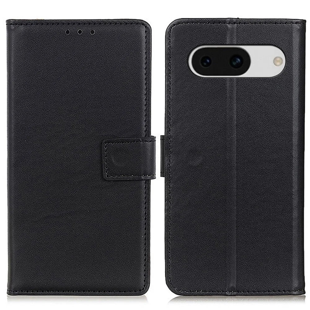 For Google Pixel 8a Case Phone Shell Anti-Scratch Wallet PU Leather Stand Cover - Black - 1