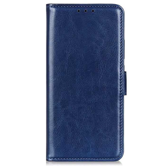 For Google Pixel 8a Case Magnetic PU Leather Wallet Crazy Horse Texture Phone Cover - Blue - 5