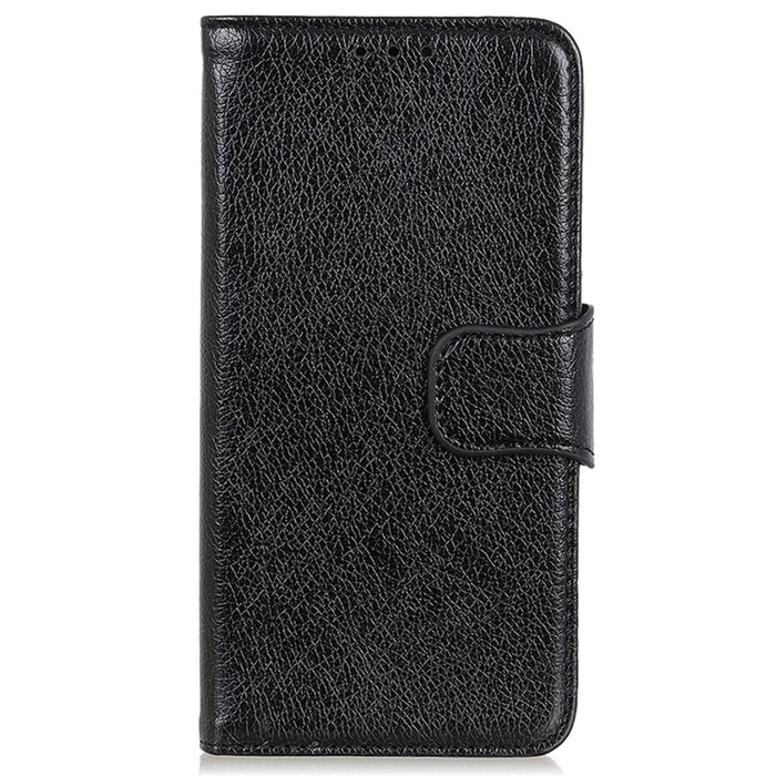 For Google Pixel 8a Case Nappa Texture Slim-Fit Split Leather Phone Cover Wallet - Black - 6