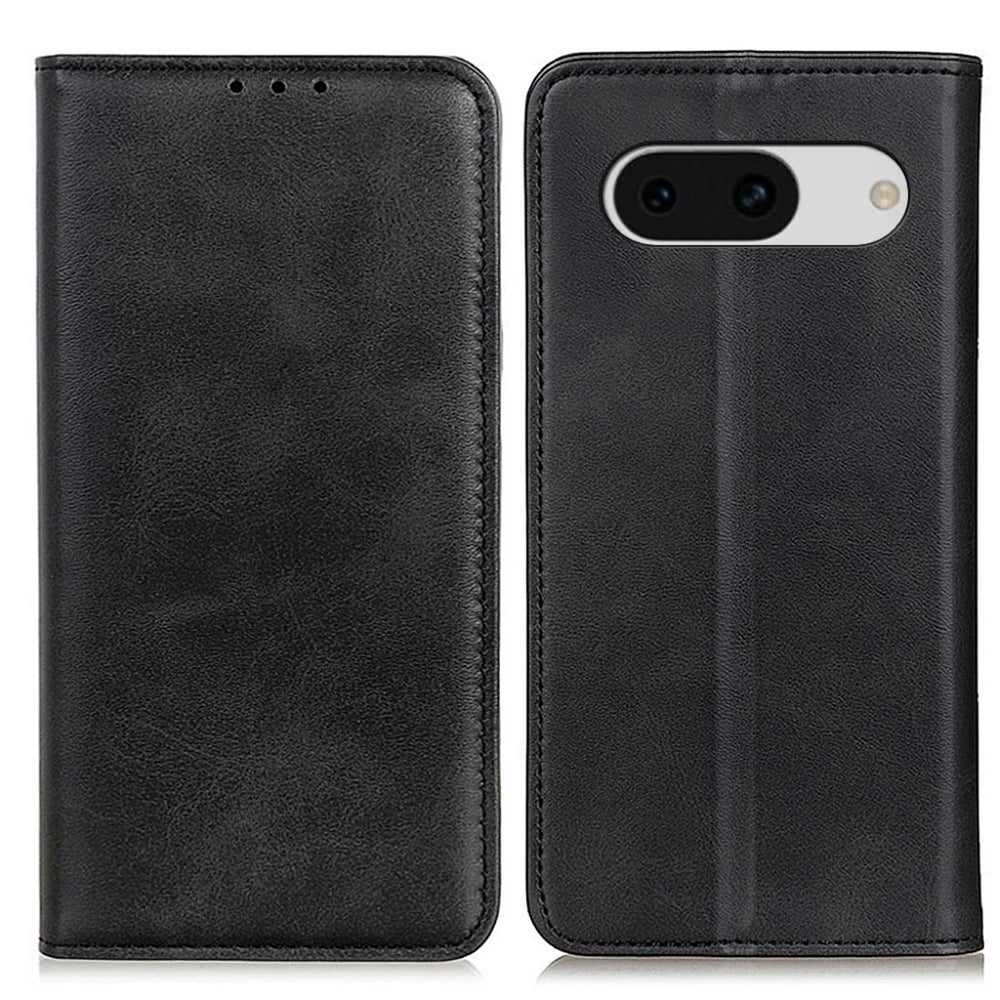 For Google Pixel 8a Case Anti-Collision Phone Cover Wallet Stand Split Leather Shell - Black - 1