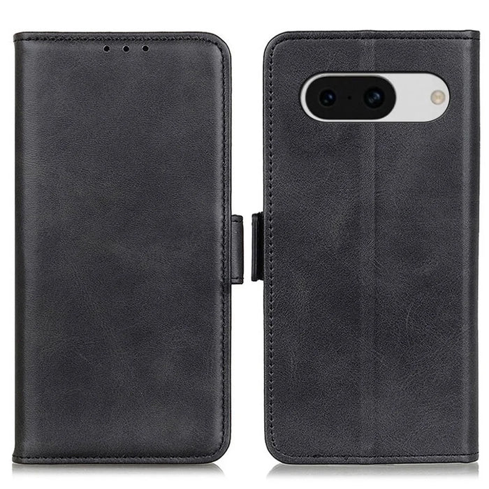 For Google Pixel 8a Case Slim-fit Stand Phone Cover TPU +PU Leather Wallet - Black - 1