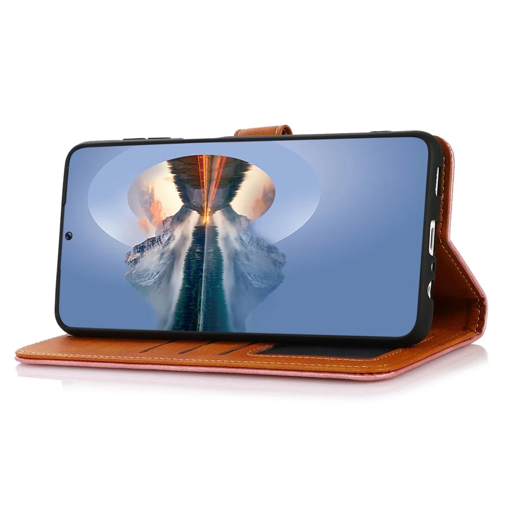 KHAZNEH For Google Pixel 8a Case Wallet Leather Cowhide Texture Phone Cover - Brown - 3