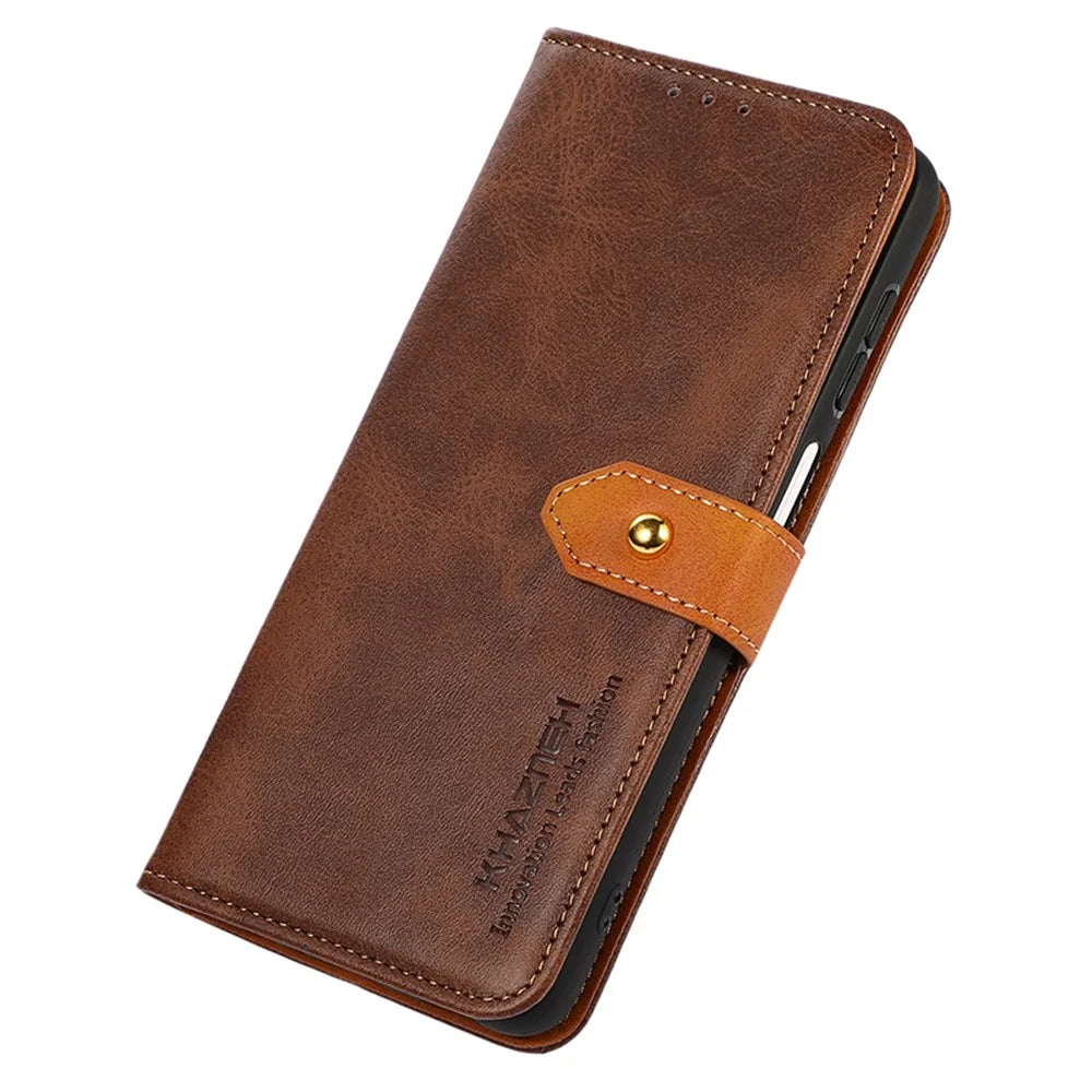 KHAZNEH For Google Pixel 8a Case Wallet Leather Cowhide Texture Phone Cover - Brown - 4
